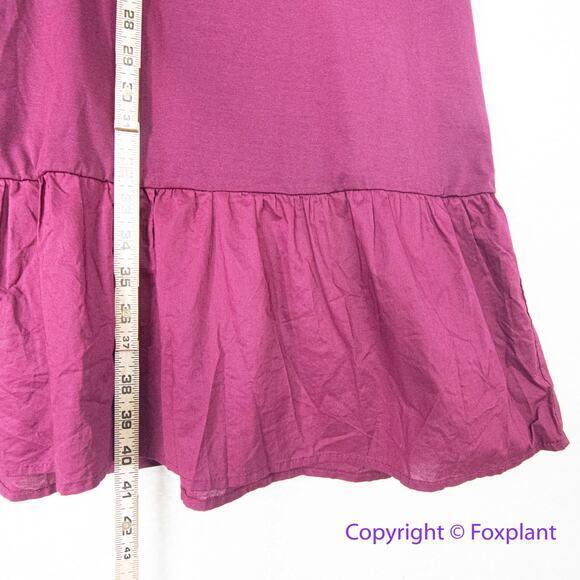 New!  Eloquii Maroon Dress puff sleeve flounce hem size 28 - Picture 3 of 12